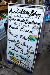 Aux Delices Bakery sign