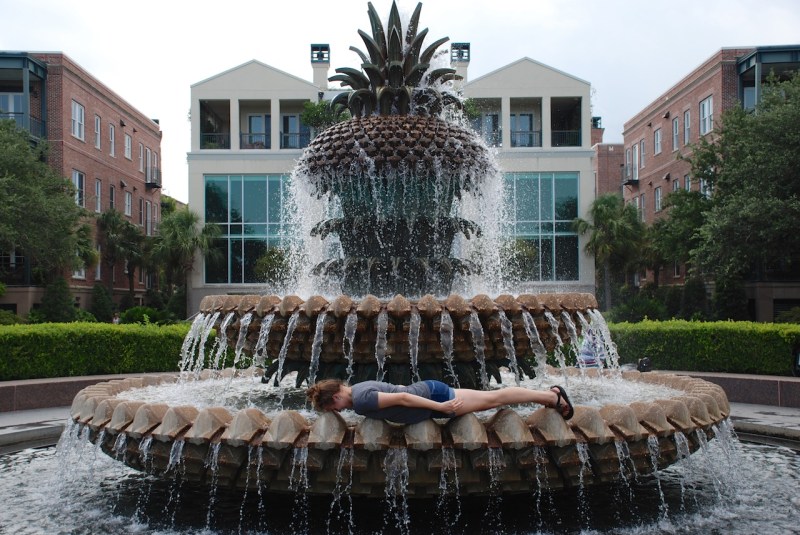 Planking on the pineapple fountain, Charleston